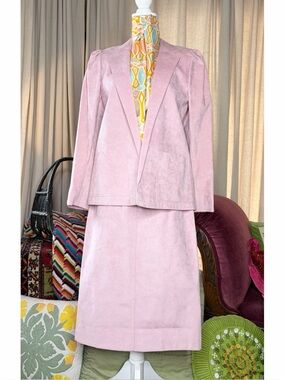 70s Pink Ultrasuede Skirt Suit